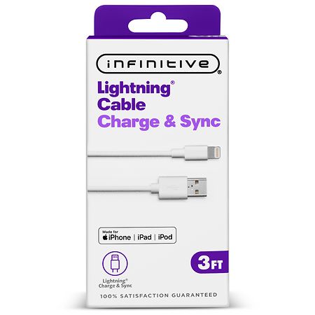 Infinitive USB-A to Lightning PVC Cable 3ft White