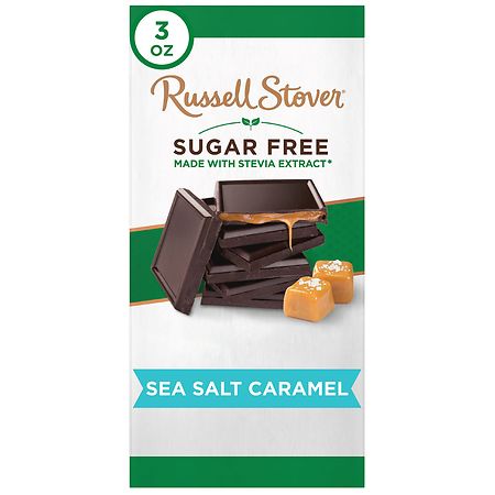 Russell Stover Sugar Free Dark Chocolate Sea Salt Caramel Tile Bar