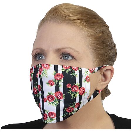 Celeste Stein Printed Face Mask Stripes and Roses
