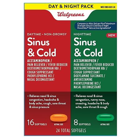 Walgreens Non-Drowsy Daytime and Nighttime Sinus & Cold Softgels