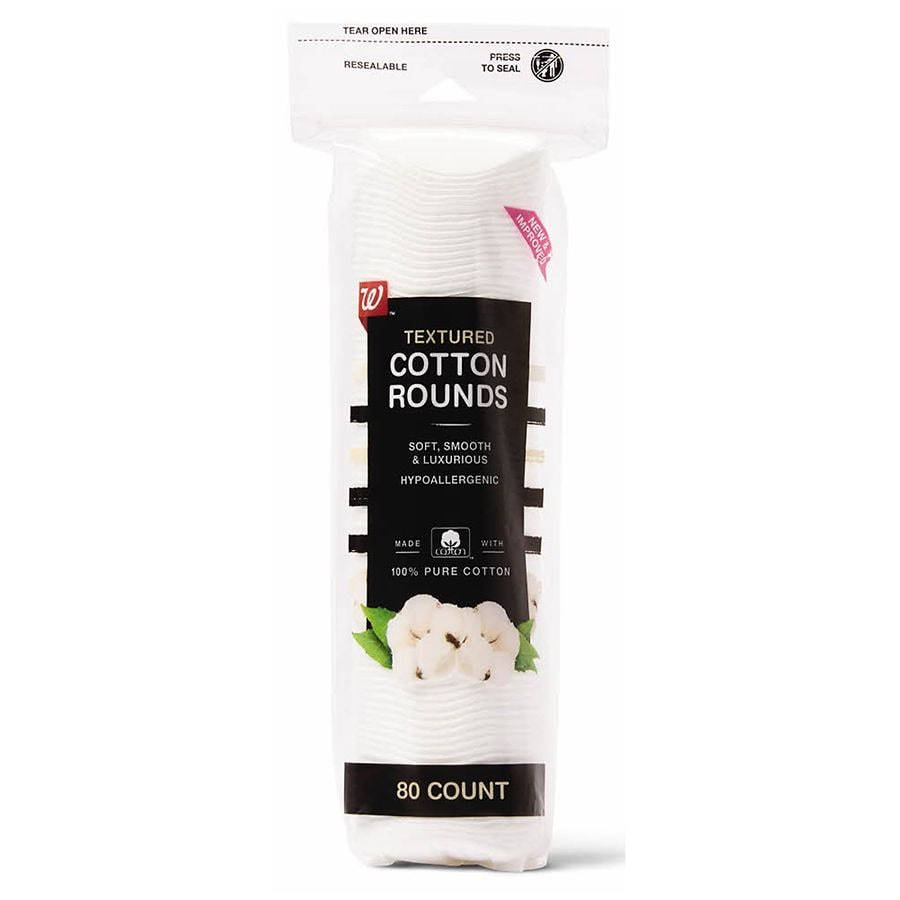 Walgreens Textured Cotton Rounds, Soft, Smooth & Luxurious white 80