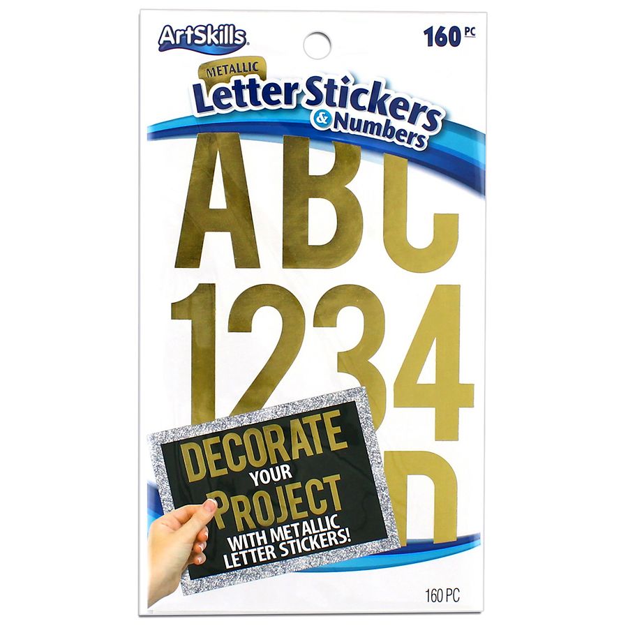 ArtSkills Self-Stick Poster Letters & Numbers 72/Pkg Gold Glitter