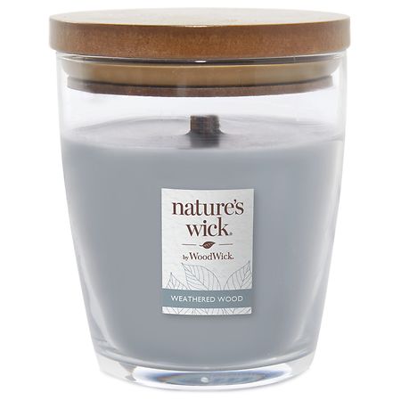 Nature's Wick Medium Jar Candle Weathered Woods, 10 oz Grey