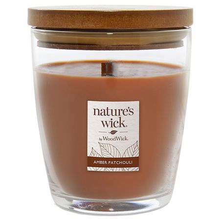 Nature's Wick Medium Jar Candle Amber Patchouli, 10 oz Brown