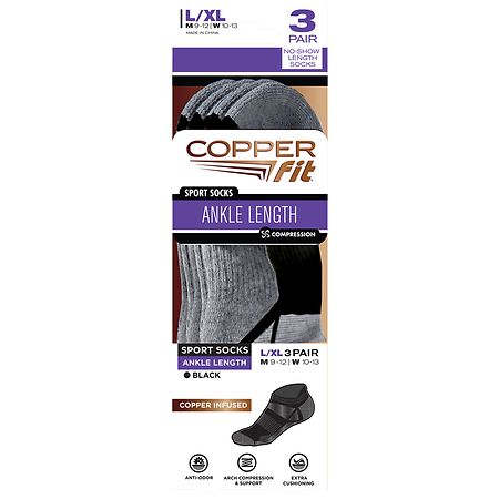 Copper Fit Sport Sock L/ XL Black