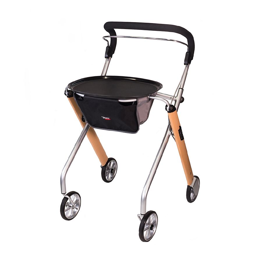 Stander Let's Go Indoor Rollator, Four Wheel Walker with Tray, Beech Walgreens