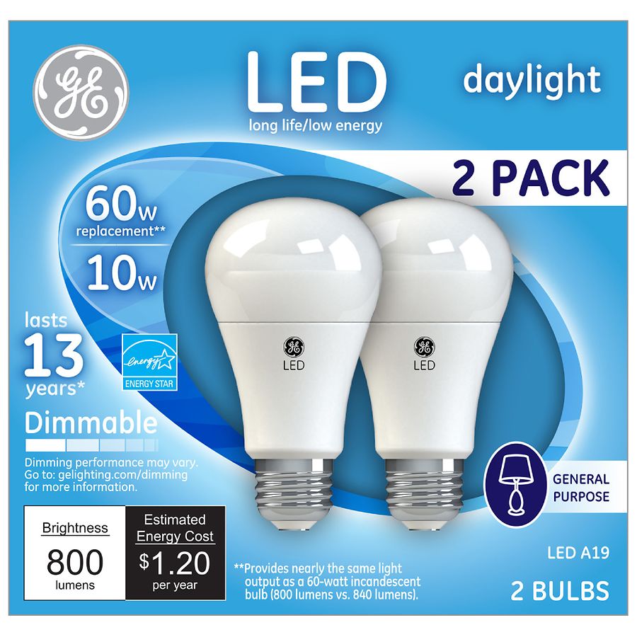 dør Trin Tåre GE Dimmable Replacement LED Light Bulbs General Purpose A19, Daylight |  Walgreens