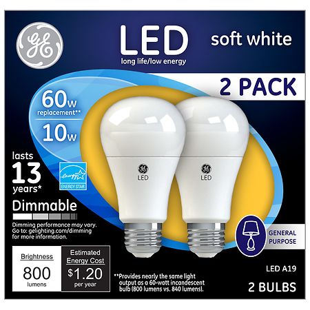 GE 60 watt Replacement LED Indoor Gen Purpose A19 Light Bulb Soft White