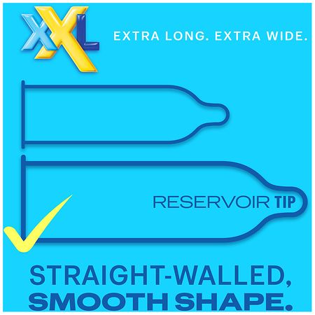 Durex Condom XXL Longer & Wider Natural Latex Condoms, 3 Count - Ultra Fine  & Lubricated 