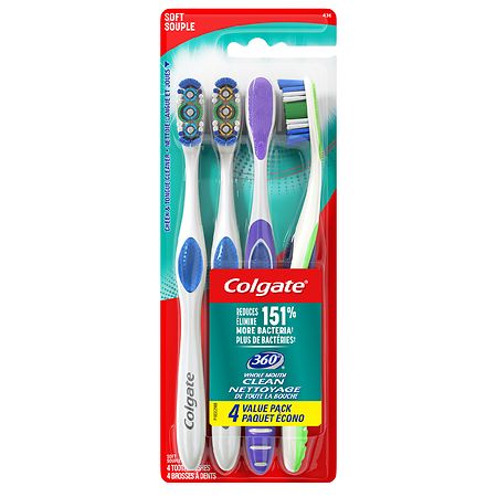 Colgate 360 Toothbrush with Tongue and Cheek Cleaner, Soft
