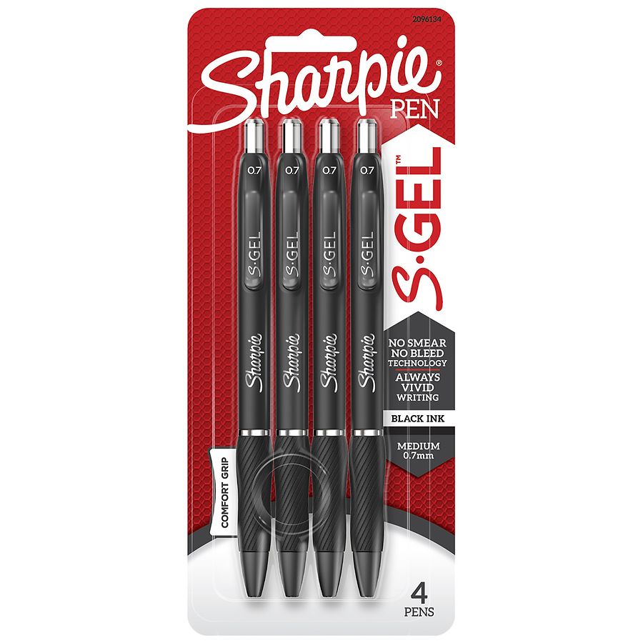 Sharpie S-Gel, Gel Pens, Medium Point (0.7mm), Black Ink, 6 ct
