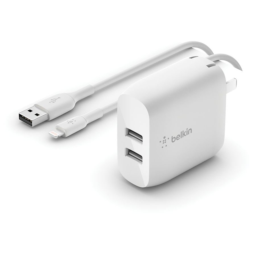 Belkin 24W Dual USB-A Wall Charger White USB A to LGT White | Walgreens