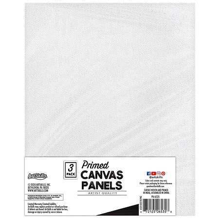 Artskills White Blank Canvas Panel Boards, 4 Sizes,10 Pieces