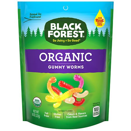 Black Forest Organic Worms Cherry Apple, Cherry Pineapple, Orange Lemon