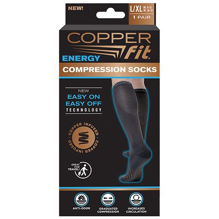 Copper Fit Energy Compression Socks L/ XL Black