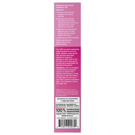 Walgreens Early Result Pregnancy Test