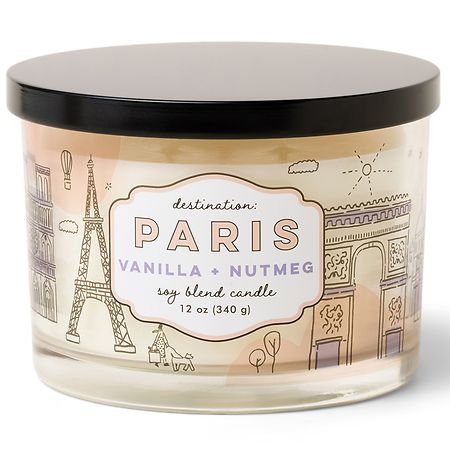 Modern Expressions Destination Paris Soy Blend Candle Vanilla + Nutmeg, 12 oz