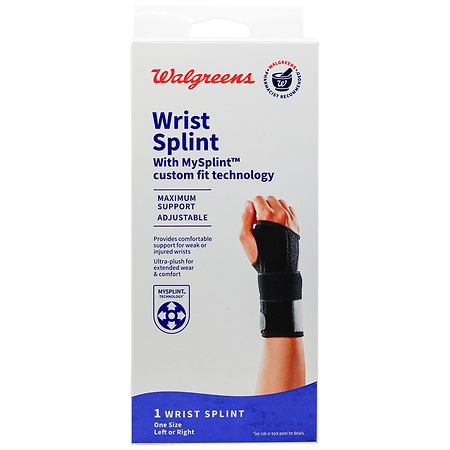 Walgreens Wrist Splint with MySplint Custom Fit Technology One Size Black and Grey