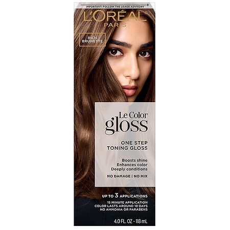 L'Oreal Paris Le Color Gloss One Step In-Shower Toning Gloss. Boosts Shine, Enhances Color, Deeply Conditions Rich Brunette