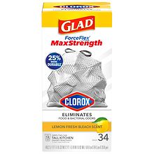 Glad ForceFlexPlus with Clorox 13 Gallon Tall Kitchen Trash Bags, Mountain  Air Scent, 20 Bags