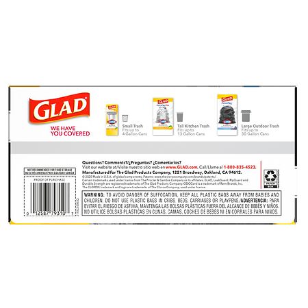  Glad Large Drawstring Trash Bags, ForceFlex with Clorox, 30  Gallon, Mountain Air, 50 Count : Health & Household