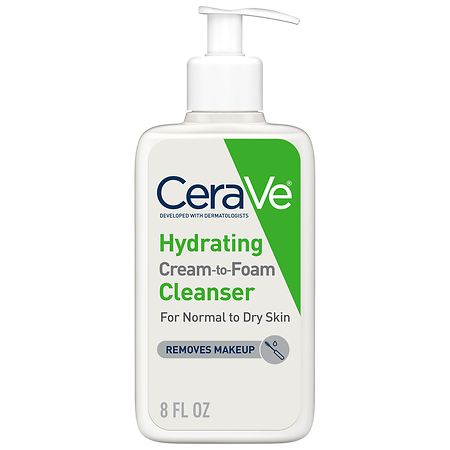CeraVe Hydrating Cream-to-Foam Face Cleanser, Normal to Dry Skin