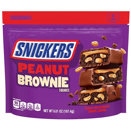 Snickers Peanut Brownie Squares Fun Size Chocolate Candy Bars