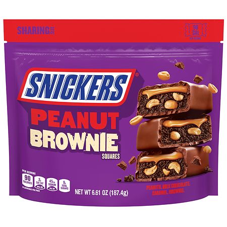 Snickers Peanut Brownie Squares Fun Size Chocolate Candy Bars