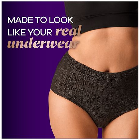 Always Discreet Boutique Low-Rise Postpartum Incontinence Underwear,  Maximum Small/Medium Black