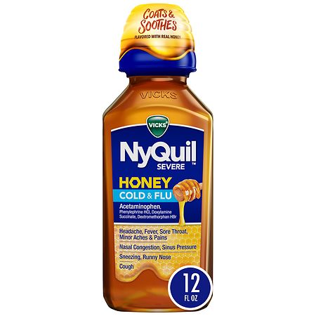 UPC 323900041615 product image for Vicks Nyquil Severe Cold and Flu Medicine, Maximum Strength Honey - 12.0 fl oz | upcitemdb.com