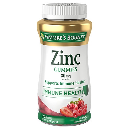Nature's Bounty Immune Support Zinc Gummies 30mg Mixed Berry
