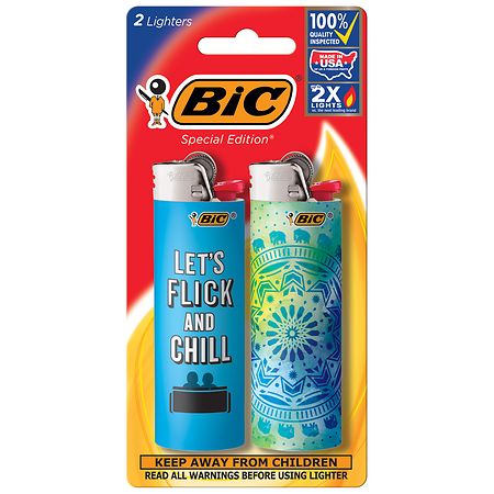 Bic Pocket Lighter, Special Edition Shop Talk Collection, Assorted Unique Lighter Designs, 8 Count Pack of Lighters