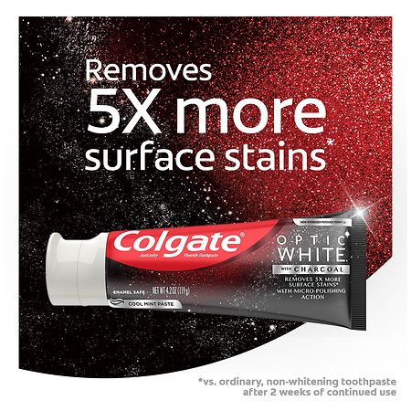 Colgate Optic White Teeth Whitening with Charcoal Toothpaste, Cool