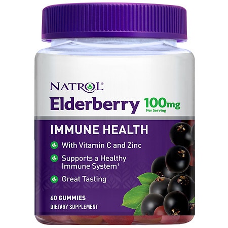 Natrol Elderberry 100 mg with Vitamin C and Zinc, Immune Health, Gummies
