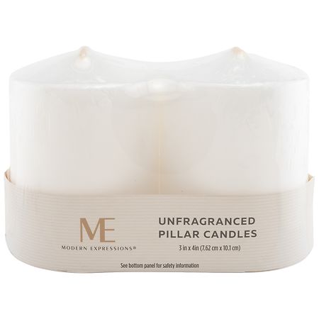 Modern Expressions Pillar Candle Unfragranced, 3" x 4" White