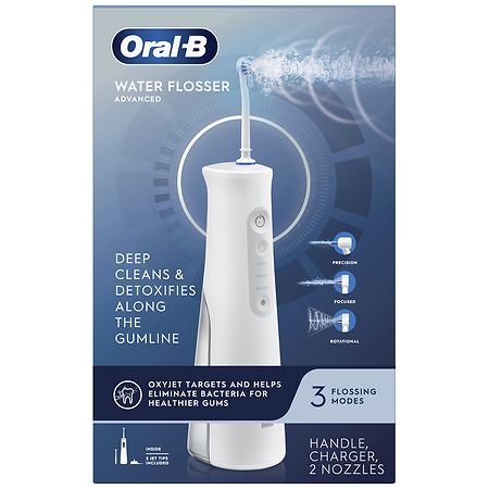 Oral-B Water Flosser Advanced, Portable Oral Irrigator Handle with 2 Nozzles