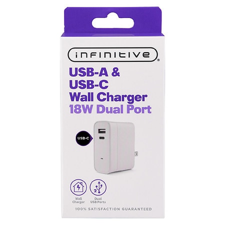 Infinitive USB-A & USB-C Wall Charger White