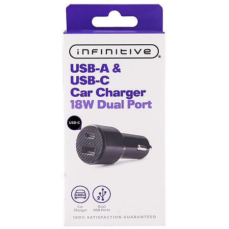 Infinitive USB-A & USB-C Car Charger Black