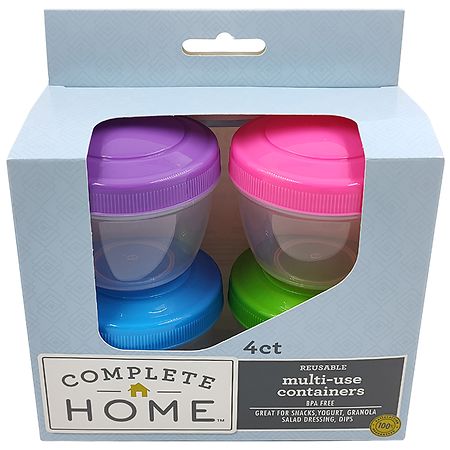 Complete Home Snack Containers Set of 4 Purple, Pink, Blue, Green