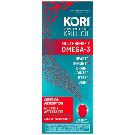 Kori Pure Antarctic Krill Oil Multi-Benefit Omega-3 600mg Softgels