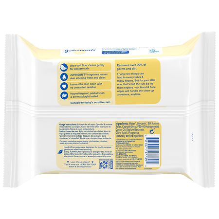 Johnson's Baby Hand & Face Gentle Cleansing Wipes, Alcohol-Free