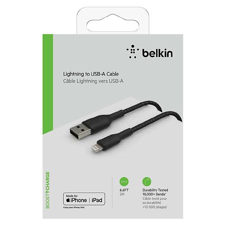 Belkin Lightning to USB-A Cable Braided 3.3 feet Black