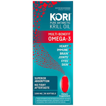 Kori Pure Antarctic Krill Oil Multi-Benefit Omega-3 1200mg Softgels