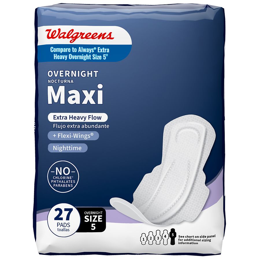 Always Maxi Extra Heavy Overnight Pads With Wings - Size 5, 14 Ct