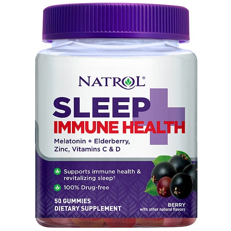 Natrol Sleep+ Immune Health, Melatonin and Elderberry, Gummies Berry