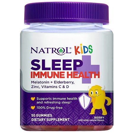 Natrol Kids Sleep+ Immune Health, Melatonin and Elderberry Gummies Berry