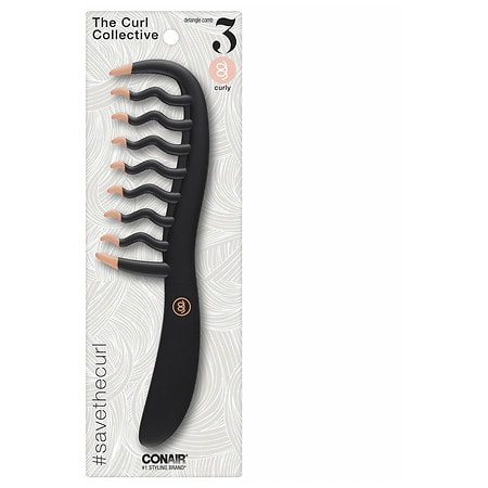 Conair Curl Collective Detangling Comb for Curly Hair Black and Peach