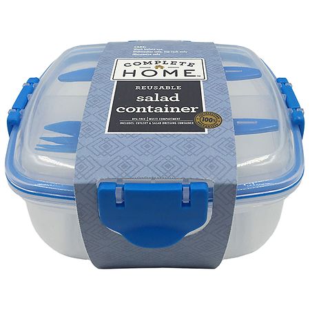 Complete Home Re-useable salad container Clear/ Blue