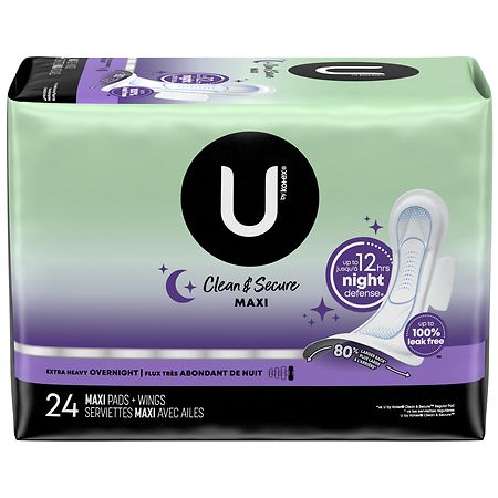 U by Kotex Clean & Secure Maxi Pads Regular Absorbency, 24 count - Kroger