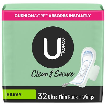 U by Kotex Clean & Secure Ultra Thin Pads with Wings Heavy